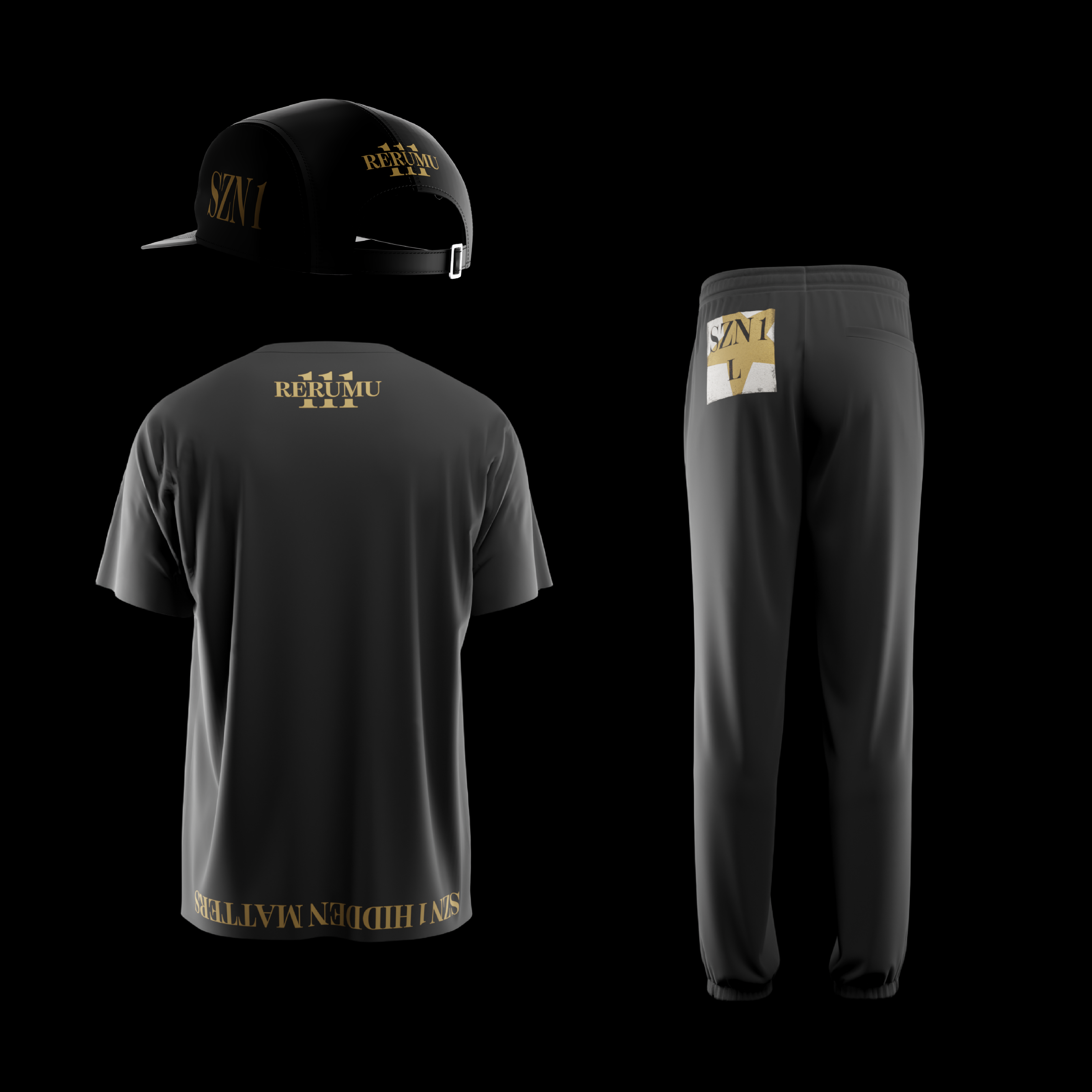 SZN 1: Hidden Matters | Dark Grey Bundle (T-Shirt + Sweatpants + Cap)